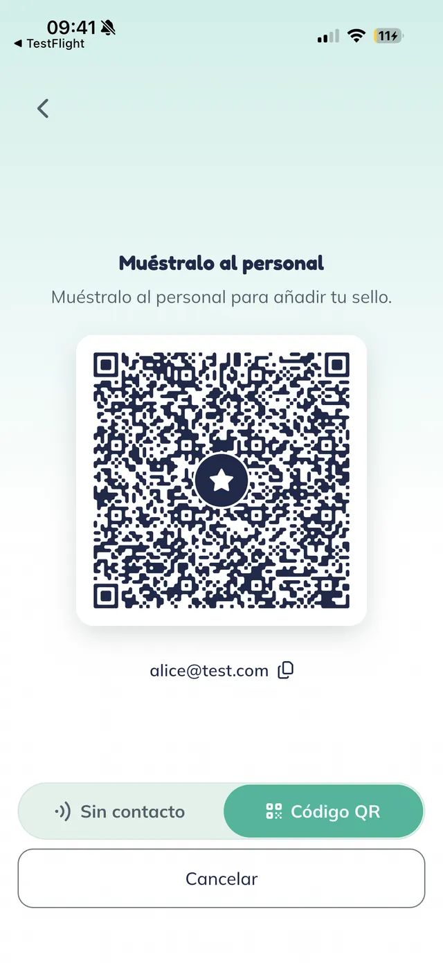 Selle con el código QR del cliente